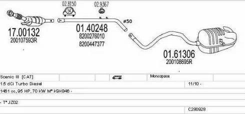 MTS C280928028168 - Система випуску ОГ autocars.com.ua