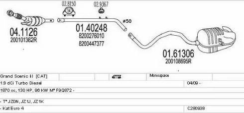 MTS C280938028206 - Система випуску ОГ autocars.com.ua