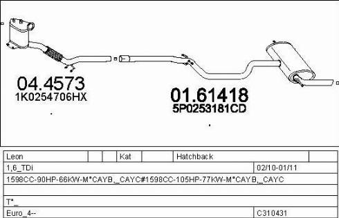 MTS C310431030348 - Система випуску ОГ autocars.com.ua