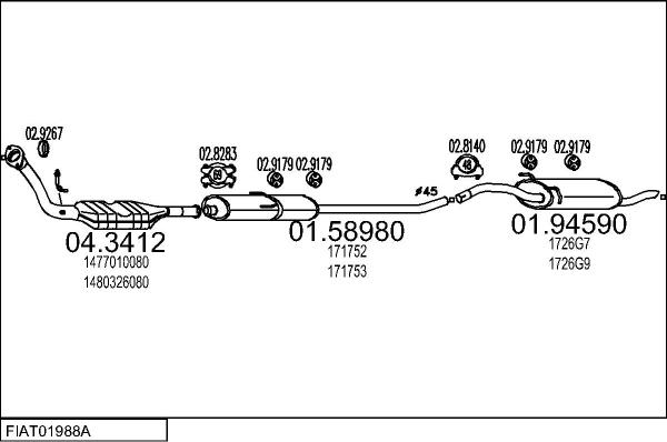 MTS FIAT01988A125474 - Система випуску ОГ autocars.com.ua