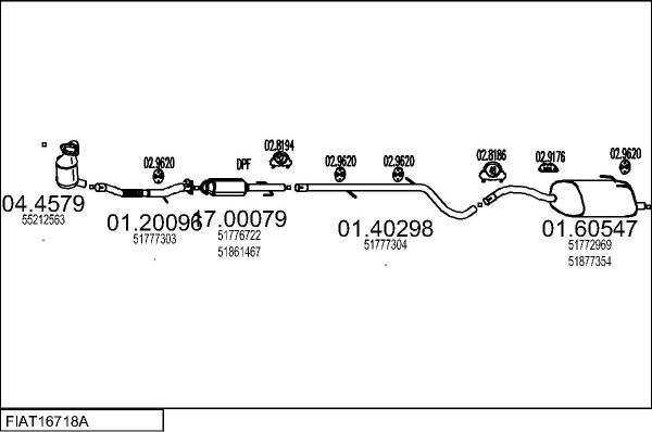 MTS FIAT16718A027951 - Система випуску ОГ autocars.com.ua