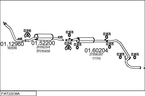 MTS FIAT22038A007785 - Система випуску ОГ autocars.com.ua
