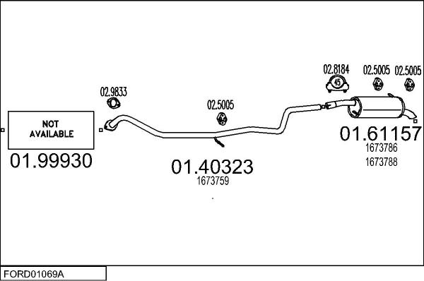 MTS FORD01069A033334 - Система випуску ОГ autocars.com.ua