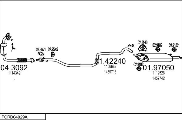 MTS FORD04029A018316 - Система випуску ОГ autocars.com.ua