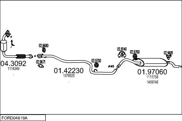 MTS FORD04819A015829 - Система випуску ОГ autocars.com.ua