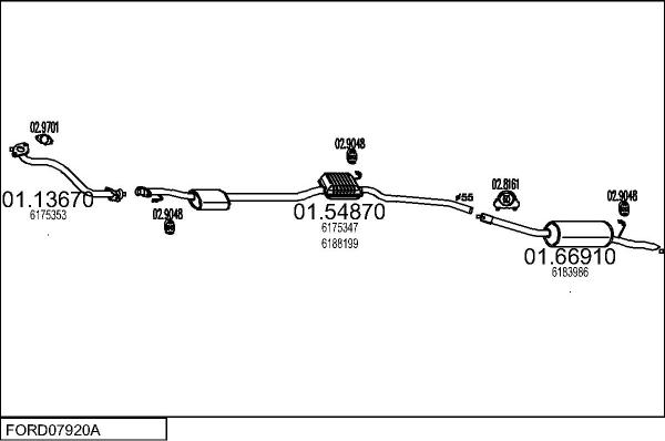 MTS FORD07920A000910 - Система выпуска ОГ avtokuzovplus.com.ua
