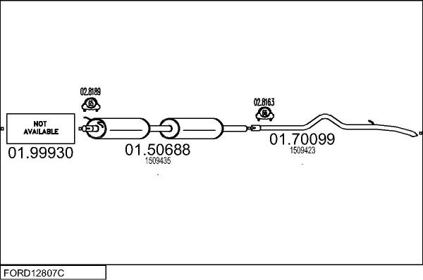 MTS FORD12807C011955 - Система випуску ОГ autocars.com.ua