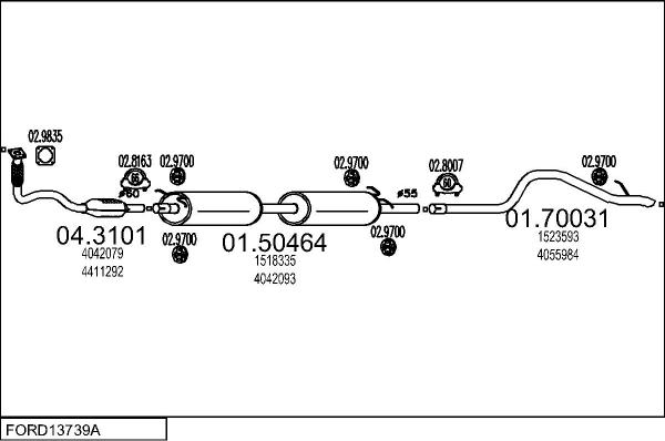 MTS FORD13739A014848 - Система выпуска ОГ avtokuzovplus.com.ua