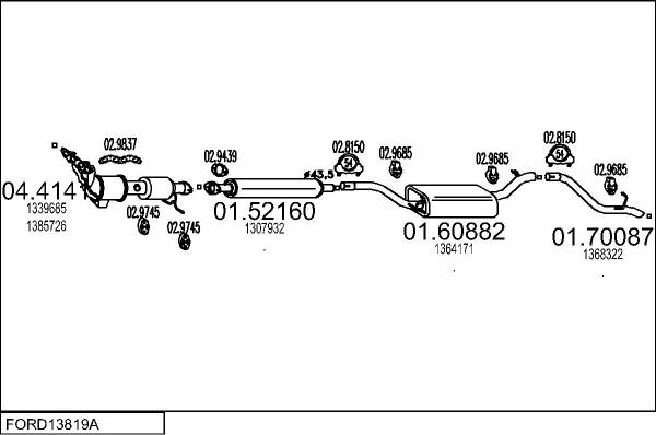 MTS FORD13819A022524 - Система випуску ОГ autocars.com.ua
