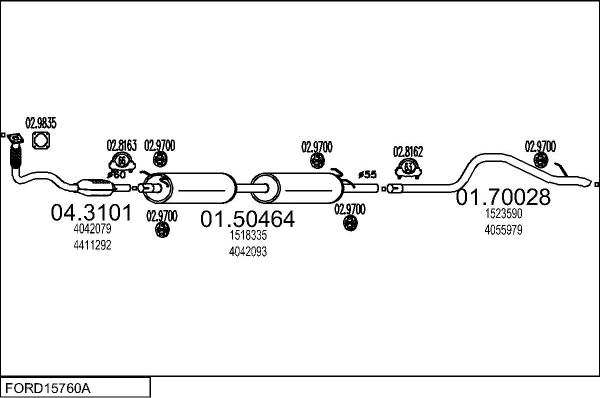 MTS FORD15760A014848 - Система выпуска ОГ avtokuzovplus.com.ua