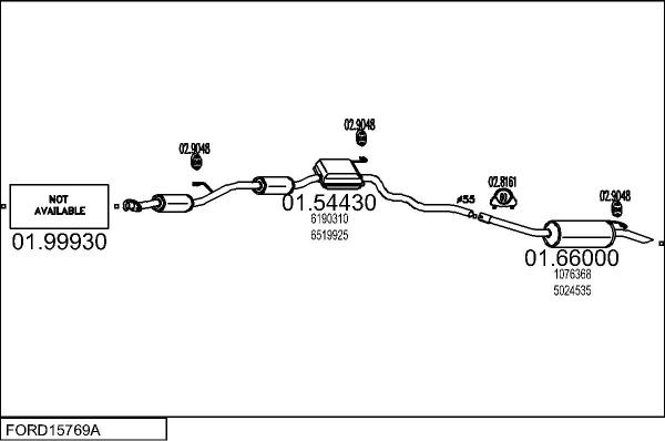 MTS FORD15769A015025 - Система випуску ОГ autocars.com.ua