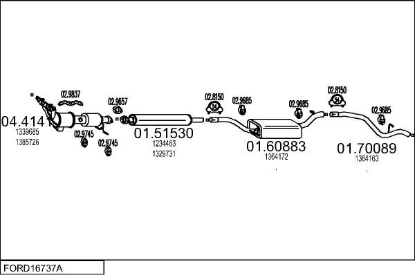 MTS FORD16737A033345 - Система випуску ОГ autocars.com.ua