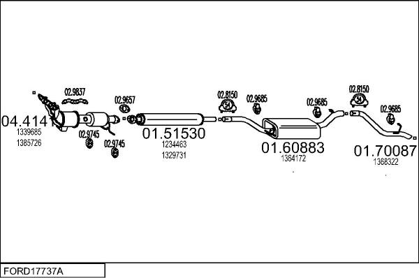 MTS FORD17737A033346 - Система випуску ОГ autocars.com.ua