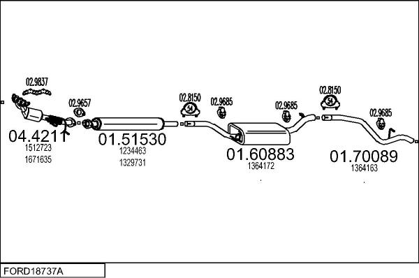 MTS FORD18737A134490 - Система выпуска ОГ avtokuzovplus.com.ua