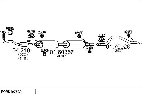 MTS FORD19760A014848 - Система выпуска ОГ avtokuzovplus.com.ua