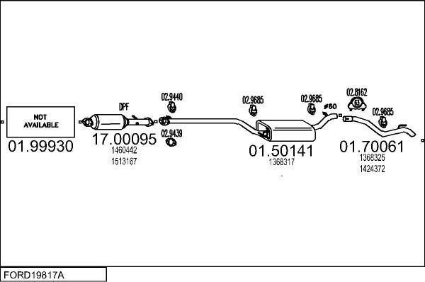 MTS FORD19817A010322 - Система выпуска ОГ avtokuzovplus.com.ua