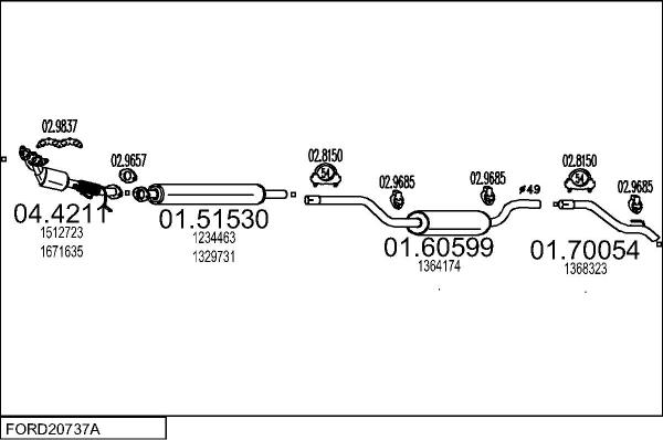 MTS FORD20737A033158 - Система випуску ОГ autocars.com.ua