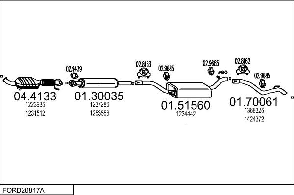 MTS FORD20817A010322 - Система выпуска ОГ avtokuzovplus.com.ua