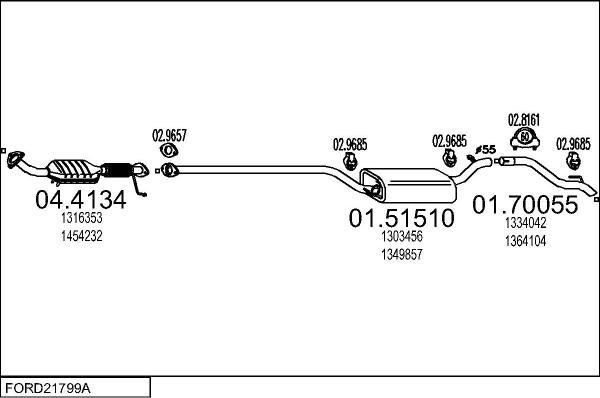 MTS FORD21799A018958 - Система випуску ОГ autocars.com.ua