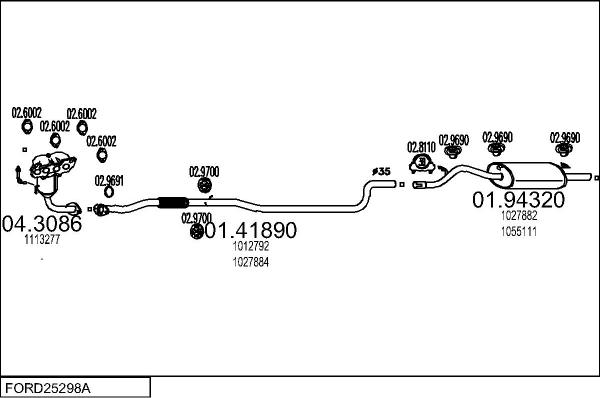 MTS FORD25298A012469 - Система випуску ОГ autocars.com.ua