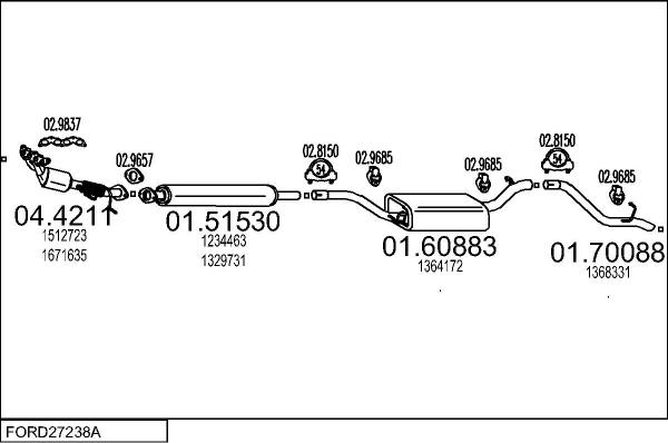 MTS FORD27238A030835 - Система выпуска ОГ avtokuzovplus.com.ua