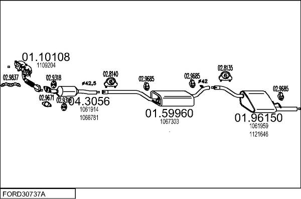 MTS FORD30737A132337 - Система випуску ОГ autocars.com.ua
