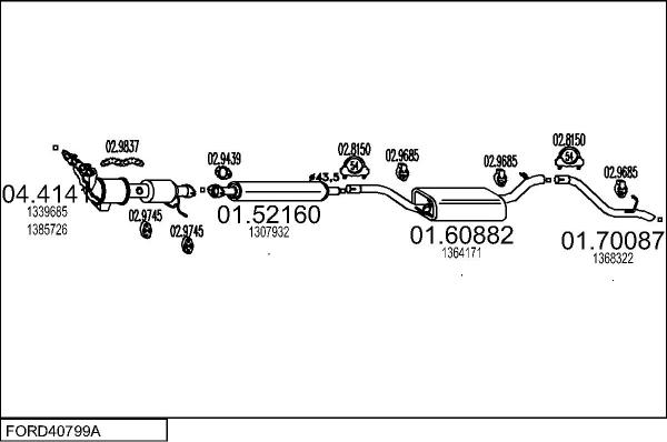 MTS FORD40799A018302 - Система выпуска ОГ avtokuzovplus.com.ua