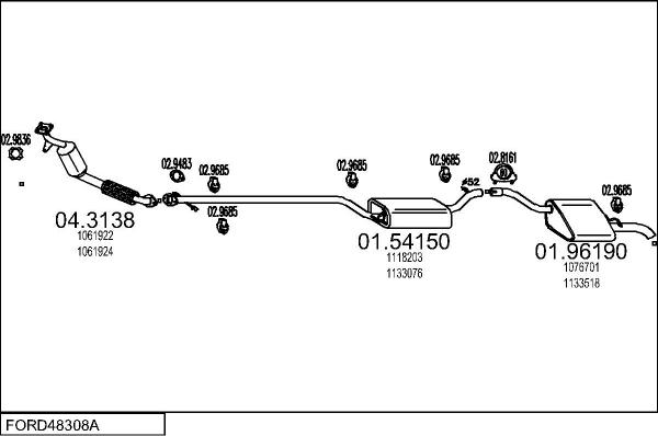MTS FORD48308A132343 - Система випуску ОГ autocars.com.ua