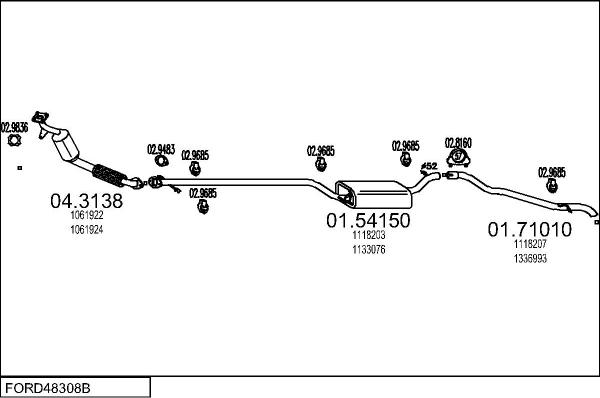 MTS FORD48308B132343 - Система випуску ОГ autocars.com.ua