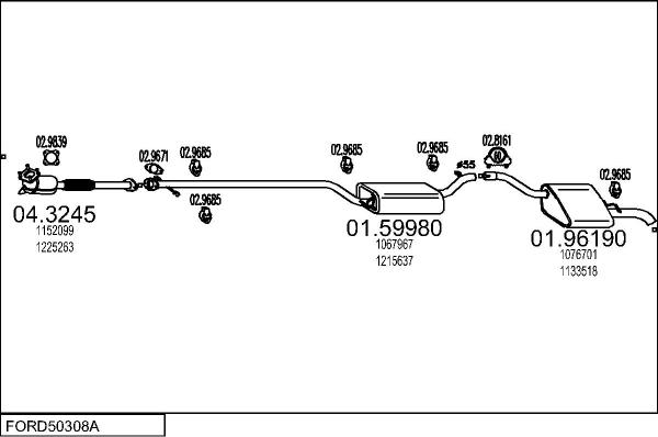 MTS FORD50308A132345 - Система випуску ОГ autocars.com.ua