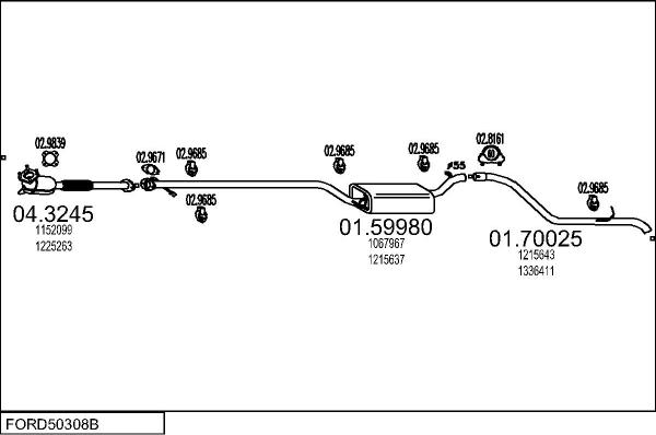 MTS FORD50308B132345 - Система випуску ОГ autocars.com.ua