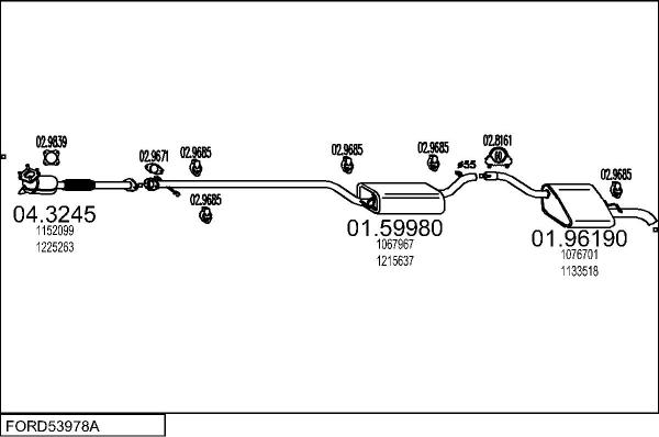 MTS FORD53978A132344 - Система випуску ОГ autocars.com.ua