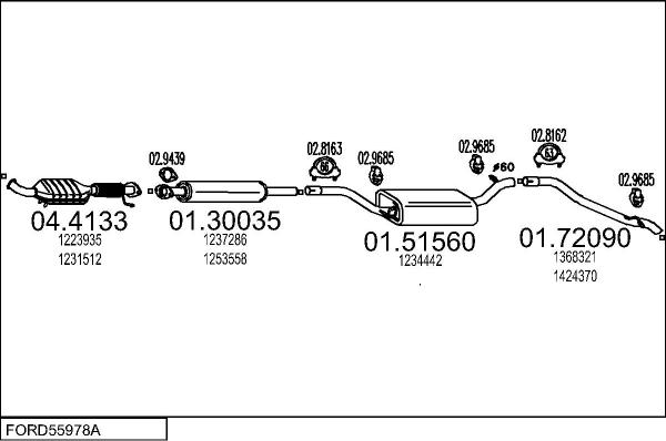 MTS FORD55978A030405 - Система випуску ОГ autocars.com.ua