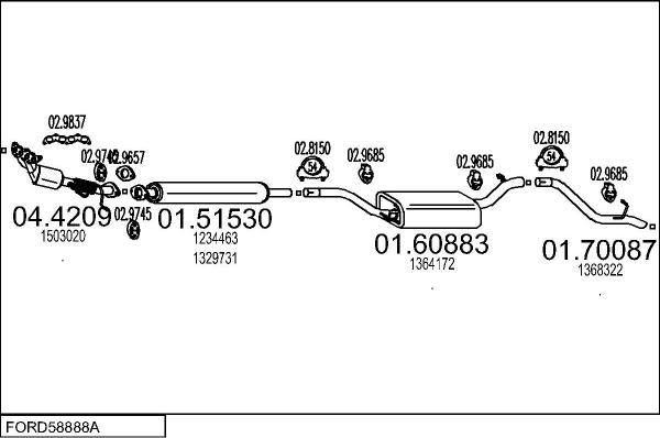 MTS FORD58888A113250 - Система випуску ОГ autocars.com.ua