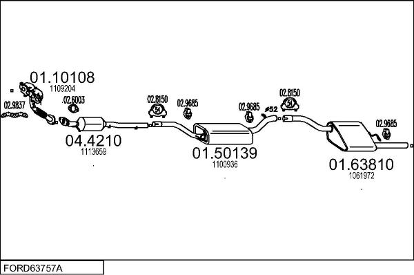 MTS FORD63757A132338 - Система випуску ОГ autocars.com.ua