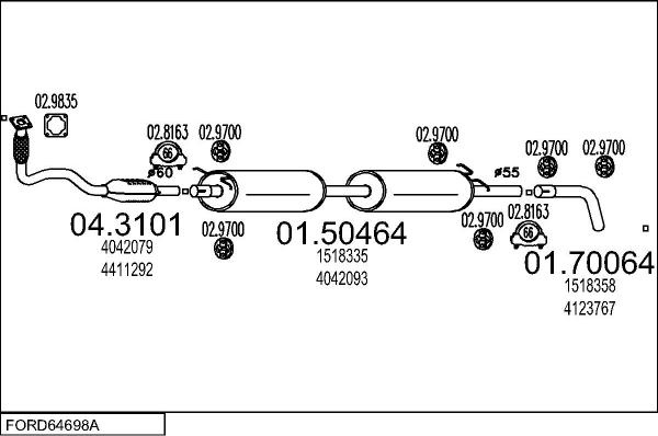 MTS FORD64698A018088 - Система випуску ОГ autocars.com.ua