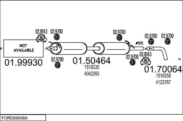 MTS FORD69698A018089 - Система випуску ОГ autocars.com.ua