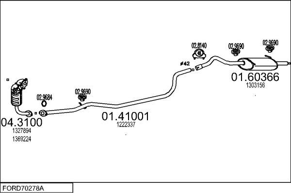 MTS FORD70278A017305 - Система випуску ОГ autocars.com.ua
