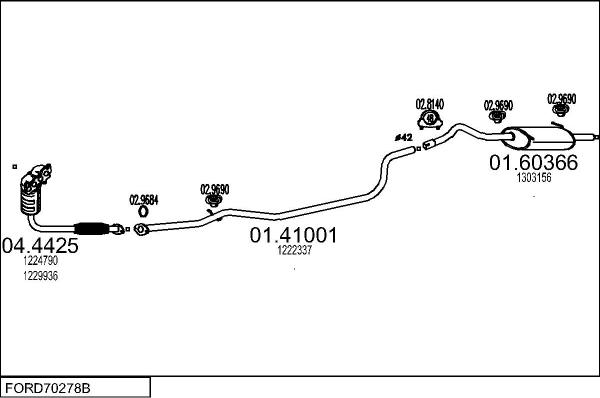 MTS FORD70278B017305 - Система випуску ОГ autocars.com.ua