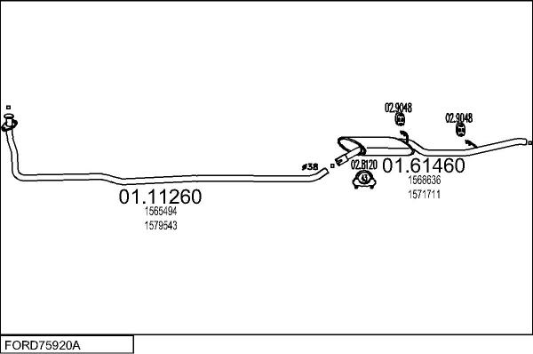 MTS FORD75920A000323 - Система випуску ОГ autocars.com.ua