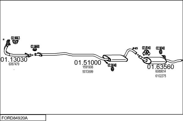 MTS FORD84920A001403 - Система випуску ОГ autocars.com.ua