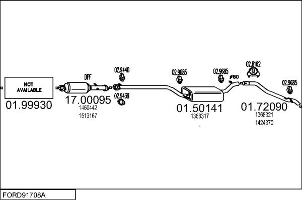 MTS FORD91708A011894 - Система выпуска ОГ avtokuzovplus.com.ua