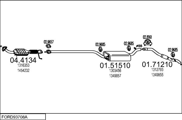 MTS FORD93708A030403 - Система випуску ОГ autocars.com.ua