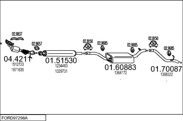 MTS FORD97298A022525 - Система випуску ОГ autocars.com.ua