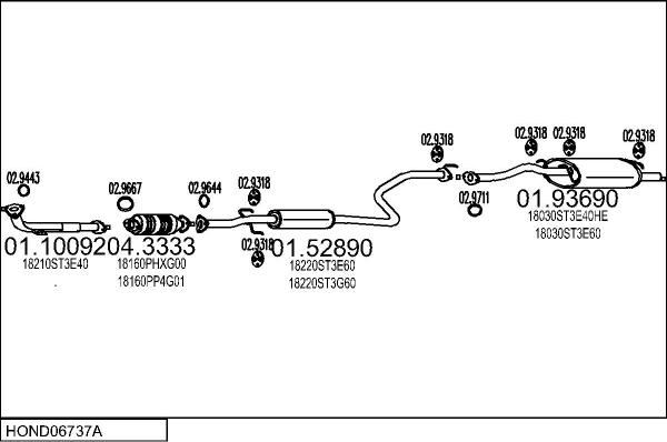 MTS HOND06737A055935 - Система випуску ОГ autocars.com.ua