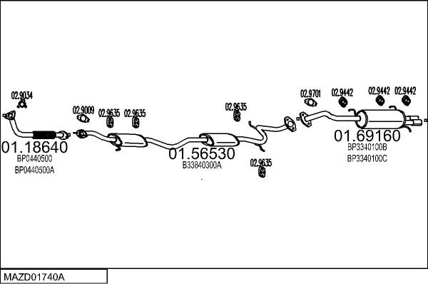 MTS MAZD01740A018838 - Система випуску ОГ autocars.com.ua