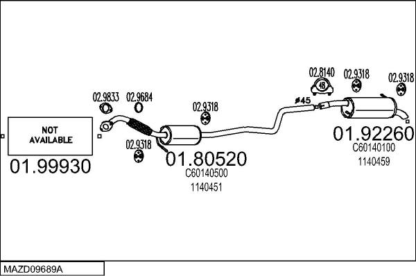 MTS MAZD09689A021509 - Система випуску ОГ autocars.com.ua