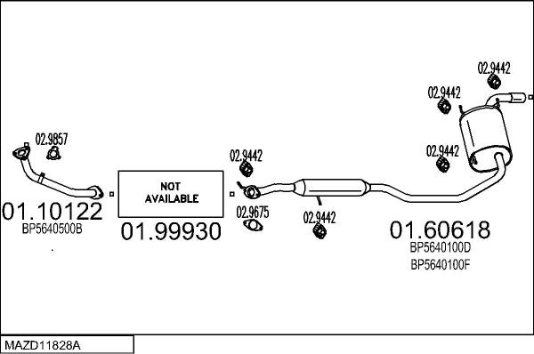MTS MAZD11828A021356 - Система випуску ОГ autocars.com.ua