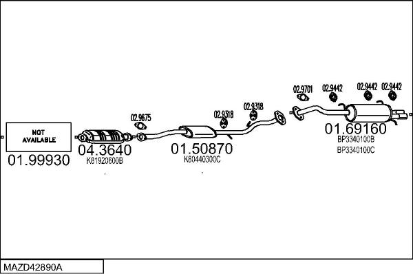 MTS MAZD42890A032178 - Система випуску ОГ autocars.com.ua