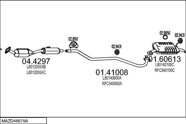 MTS MAZD46679A016684 - Система випуску ОГ autocars.com.ua